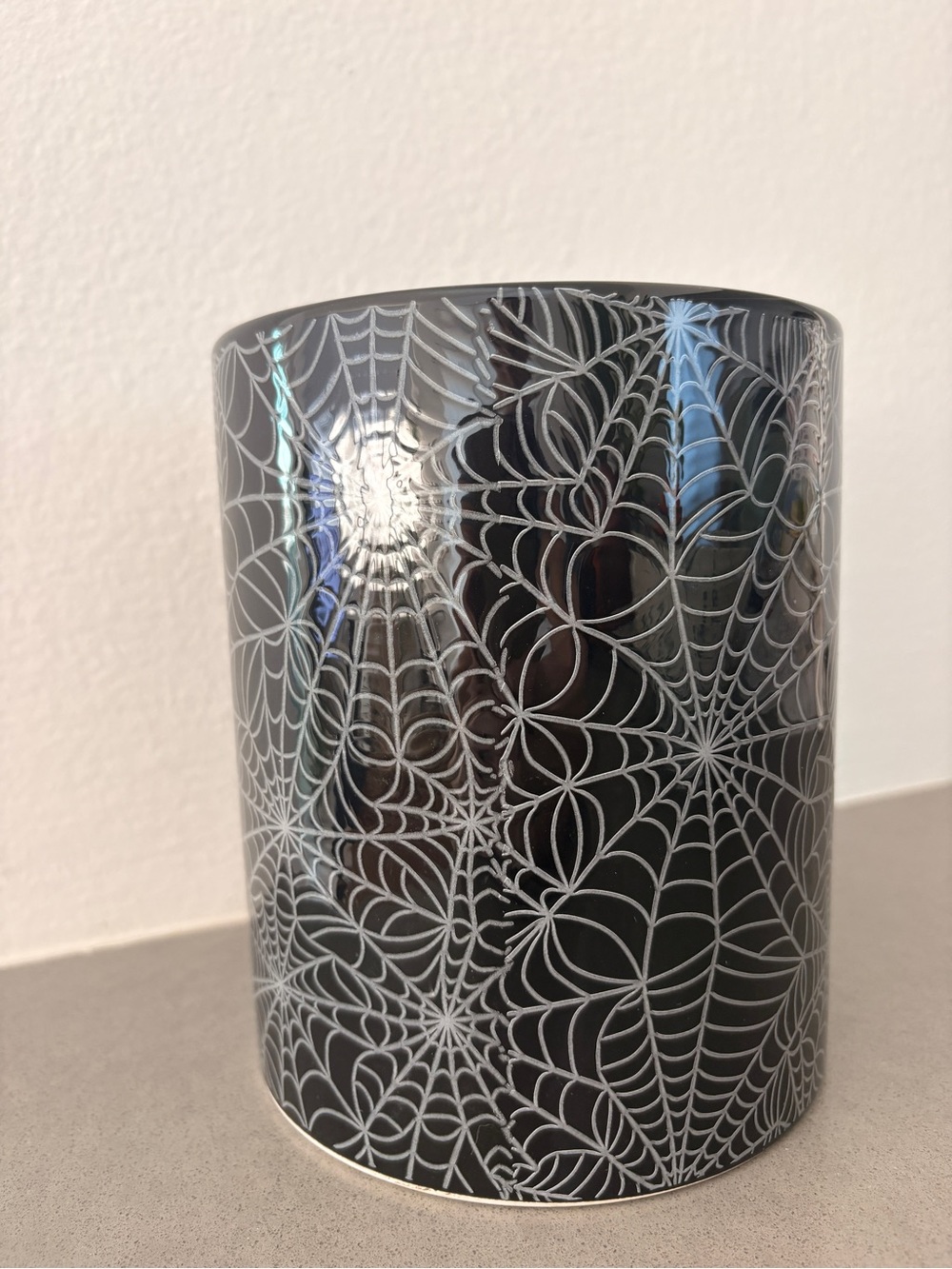 Black Spiderweb Pattern Halloween Ceramic Utensil Holder